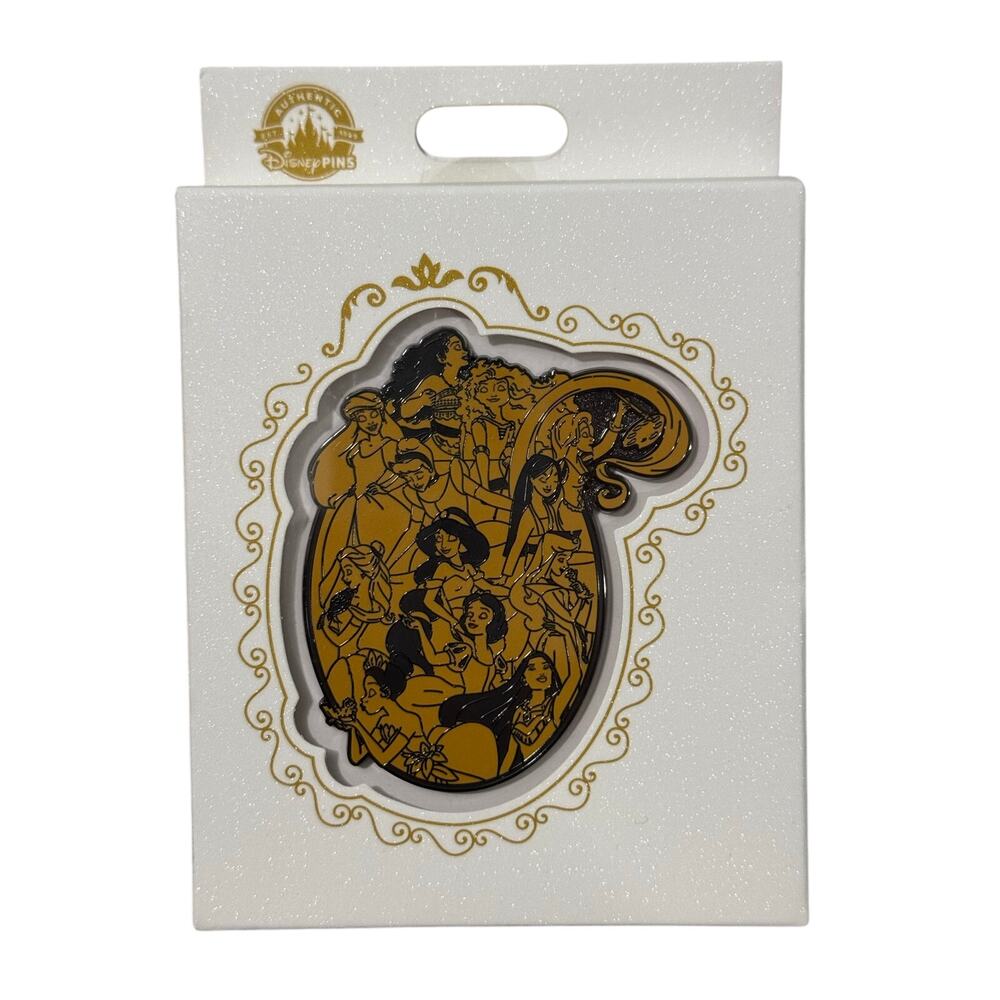 Disney Parks 2022 Princess Mini Jumbo Pin Multiple Princess Gold Black Style New